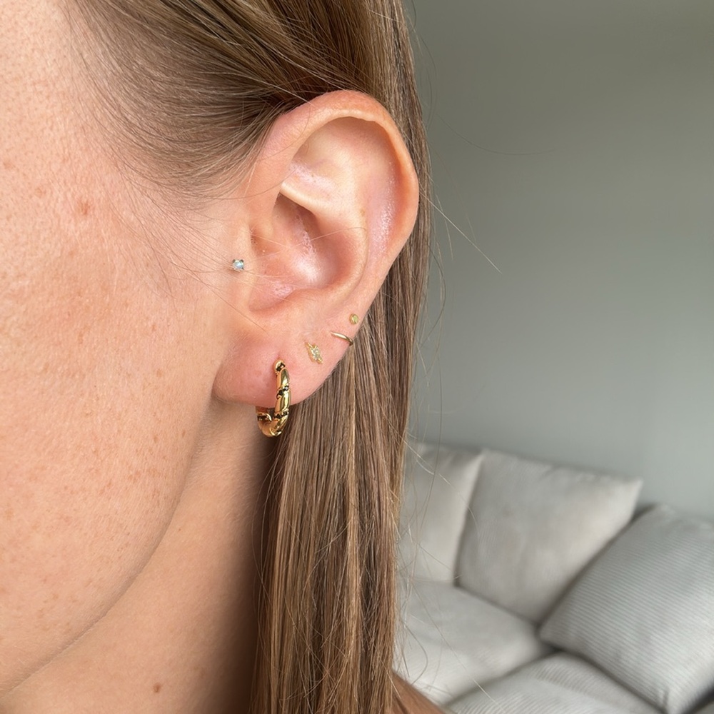 Delicate Twisted gold Plated Huggie Hoop Earrings onyx braided